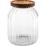 5Five - Voorraadpot - Acacia Hout - Glas - 2L - 13 x 18 cm - Keuken Voorraadpotten