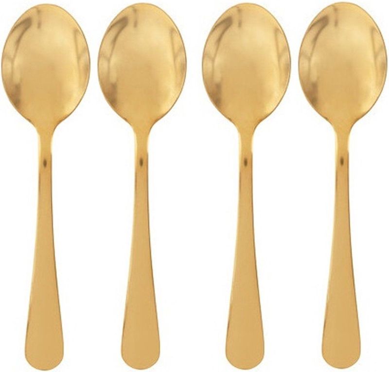 5five Theelepels/dessertlepels/koffielepels - 4x - goud - 14 cm - RVS