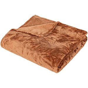 Atmosphera - Leafes - Plaid - Terracotta - 180 x 230 cm - 2 Persoons