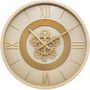 Atmosphera Wandklok/muur klok Roma Dua - Vintage Metal - Dia 50 cm - metaal/glas - beige/goud - Luxe klokken