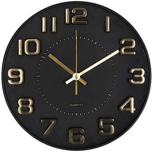 Atmosphera Doris Klok met reliëf Ø30x4cm - Zwart