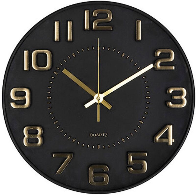 Atmosphera Doris Klok met reliëf Ø30x4cm - Zwart