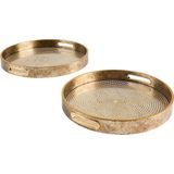 Atmosphera Dienbladen/Plateau's - Set van 2 stuks - Ø32/36cm - Goud