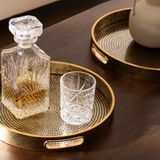 Atmosphera Dienbladen/Plateau's - Set van 2 stuks - Ø32/36cm - Goud