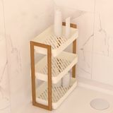 5Five - Badkamer Douche Rekje - Wit - 3 Laags - Kunststof/Bamboe - 35 x 20 x 45 cm