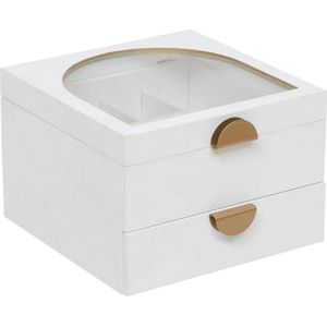 Atmosphera - Bombay - Sieradenkistje - Ivoor Wit - Hout - Met Spiegel en Lade