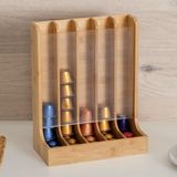 5Five - Koffie Cups Dispenser - Natuurlijk - Bamboe - Geschikt voor 70 Capsules