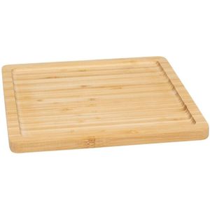 5Five Serveerplankje voor hapjes/fingerfood - 25 x 25 cm - bamboe hout - borrelplank - tapasplank
