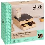 5Five - Koffie Cup Dispenser - Bamboe - Zwart/Bruin - 30 x 30 x 14 cm