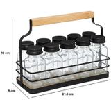 5Five - Kruidenrekje - Keukenrek - Zwart - 10 Kruidenpotjes - IJzer