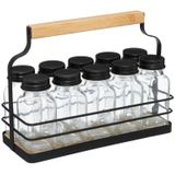 5Five - Kruidenrekje - Keukenrek - Zwart - 10 Kruidenpotjes - IJzer