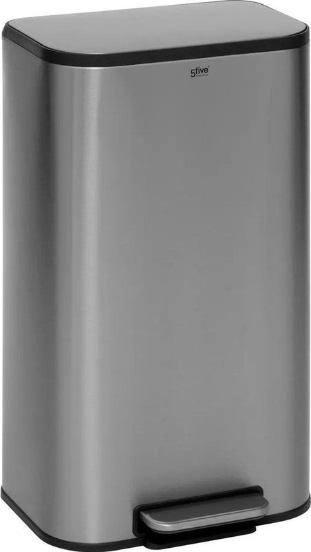5Five - Norvik - Prullenbak - Zilver - RVS - 30 Liter - Soft Close