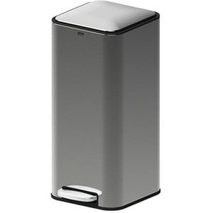5Five Prullenbak/pedaalemmer Delta - titanium - metaal - 30 liter - 35 x 29 x 63 cm - keuken afvalbak - vierkant