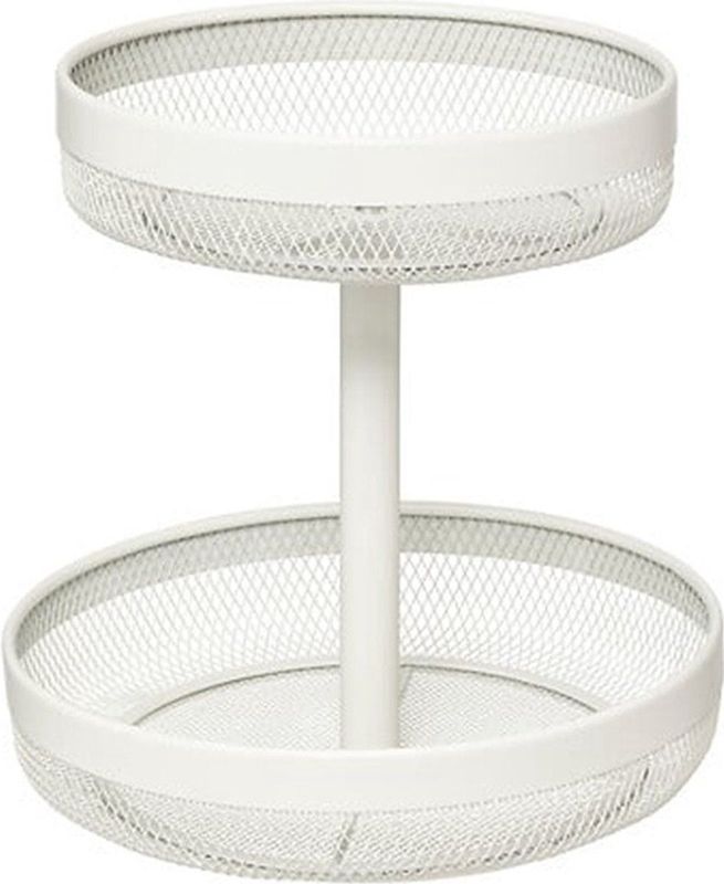 5Five - Double Fruit - Fruitschaal - Wit - 2-laags, Gemaakt van Chrome Metaal