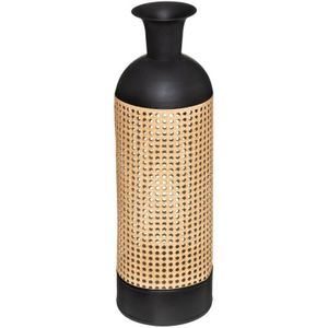 Atmosphera Bloemenvaas Oriental - zwart/beige - gietijzer - 18 x 60 cm