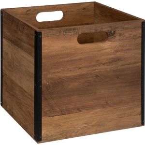 Opbergmand/kastmand 29 liter donker bruin van hout 31 x 31 x 31 cm - Opbergboxen - Vakkenkast manden