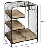 Atmosphera - Sieradenrekje - Zwart - Metaal en Hout - 4 Bakjes en 8 Haken