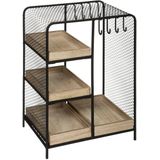 Atmosphera - Sieradenrekje - Zwart - Metaal en Hout - 4 Bakjes en 8 Haken