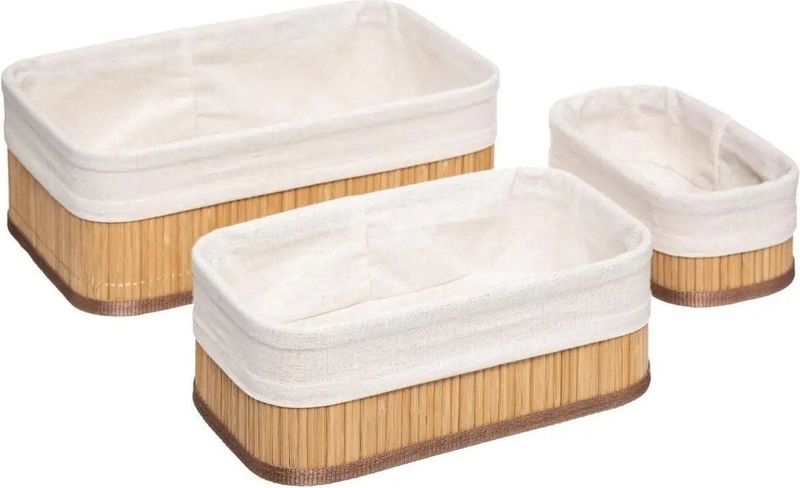 Five® Set van 3 bamboe broodmanden - broodmand - broodmanden - brood - bamboe - opbergen - ontbijt - broodmandje