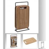 Snijplank set met metalen rek - Five® - Set van 4 bamboe snijplanken - geschikt voor tapas.