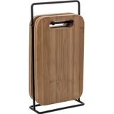 Snijplank set met metalen rek - Five® - Set van 4 bamboe snijplanken - geschikt voor tapas.