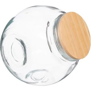 Snoeppot/voorraadpot 1,5L glas met houten deksel - 1500 ml - Voorraadpotten met luchtdichte sluiting