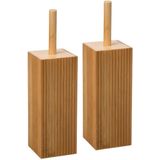 WC-/toiletborstel met houder rechthoekig bamboe 37 cm