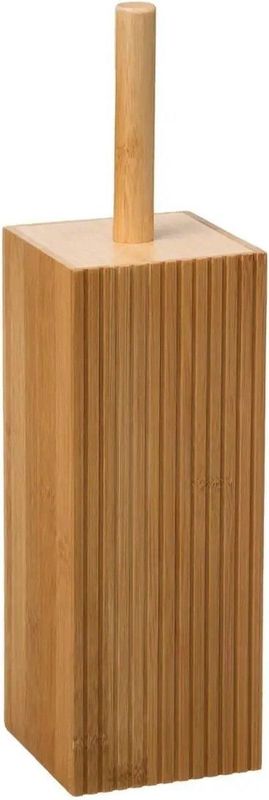 WC-/toiletborstel met houder rechthoekig bamboe 37 cm