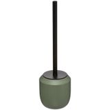 WC-/toiletborstel met houder rond kaki groen polyresin 39 cm