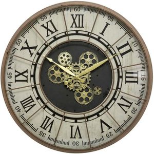 Atmosphera Wandklok/muur klok Stella Mare - Vintage Metal - Dia 57 cm - metaal/glas - lichtbruin - Luxe klokken