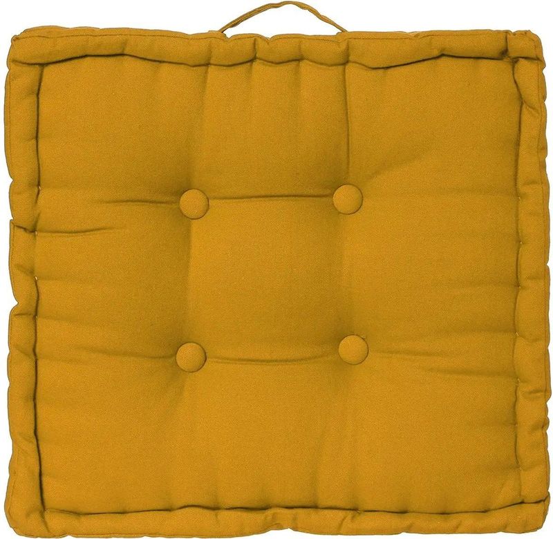 Atmosphera Vloerkussen Square - okergeel - katoen - 40 x 40 x 8 cm - vierkant - Extra dik