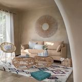 Atmosphera Vloerkussen Square - blauw - katoen - 40 x 40 x 8 cm - vierkant - Extra dik - matraskussen/zitkussen