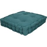 Atmosphera Vloerkussen Square - blauw - katoen - 40 x 40 x 8 cm - vierkant - Extra dik - matraskussen/zitkussen