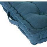 Atmosphera Vloerkussen Square - blauw - katoen - 40 x 40 x 8 cm - vierkant - Extra dik - matraskussen/zitkussen