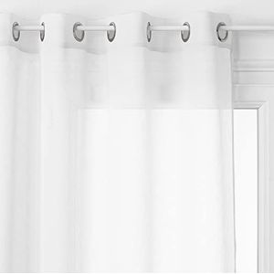 HomeMaison Gordijn, licht, eenkleurig, met ogen, polyester, wit, 240 x 140 cm