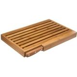 Brood snijplank met kruimel opvangbak 44 x 27 cm van bamboe hout inclusief broodmes - Serveerplank - Broodplank