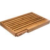 Brood snijplank met kruimel opvangbak 44 x 27 cm van bamboe hout inclusief broodmes - Serveerplank - Broodplank