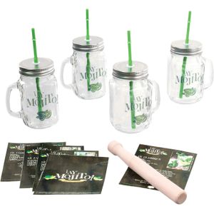Secret de Gourmet Luxe Mojito glazen set - 4x stuks - met accessoires - 500 ml - Cocktailglazen