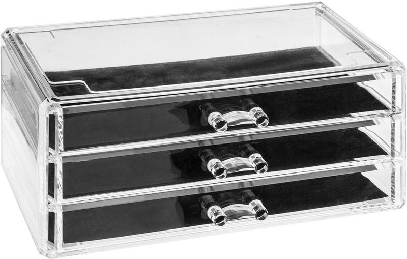 Sieraden/make-up organizer 3 lades 24 x 11 cm van kunststof - Sieradenkastje - Make-upkastje - Organizers