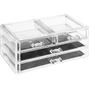 Sieraden/make-up organizer 4 lades 24 x 11 cm van kunststof - Sieradenkastje - Make-upkastje - Organizers