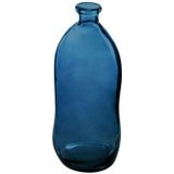 Atmosphera bloemenvaas Pisa - Organische fles vorm - blauw transparant - glas - H36 x D15 cm