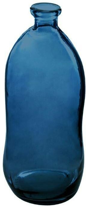 Atmosphera bloemenvaas Pisa - Organische fles vorm - blauw transparant - glas - H36 x D15 cm
