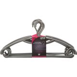 Set van 10x stuks kunststof kledinghangers grijs 41 x 20 cm - Kledingkast hangers/kleerhangers