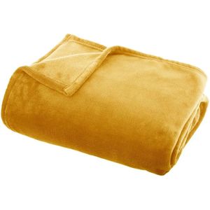 Atmosphera - Plaid - Fleece - Okergeel - 130 X 180 cm