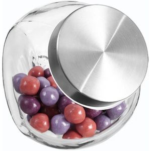 Snoeppot/voorraadpot 0,65L glas met RVS deksel - 650 ml - Voorraadpotten met luchtdichte sluiting