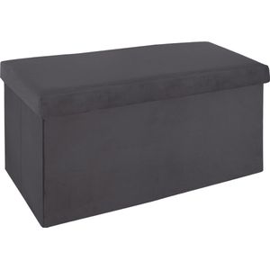 Atmosphera Poef/hocker/voetenbankje - opbergbox - donkergrijs - PO/MDF - 76 x 38 x 38 cm - opvouwbaar