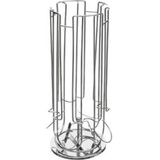 Koffie cup/capsule houder/dispenser zilver roterend 24 cups - Koffiecups houder/standaard - Metalen Dolce Gusto cuphouder