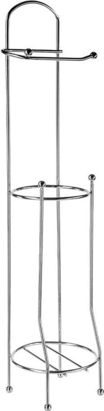 Staande wc/toiletrolhouder met reservoir zilver 66 cm van verchroomd metaal - Wc-rol houder - Toiletrol houder