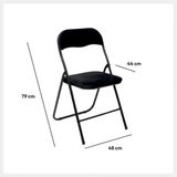 5Five Klapstoel met fluweel zitting - zwart - 44 x 48 x 79 cm - metaal - Bijzet stoelen - Inklapbaar