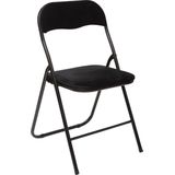5Five Klapstoel met fluweel zitting - zwart - 44 x 48 x 79 cm - metaal - Bijzet stoelen - Inklapbaar